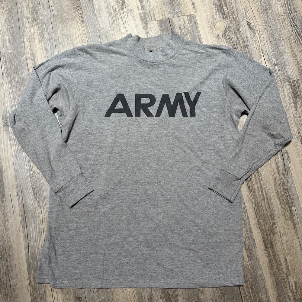 US Army LS Shirt T-Shirt Men's Medium Heather Grey Army Graphic Vintage